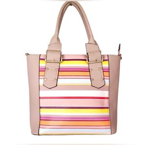 Multicolored Striped Shoulder Tote